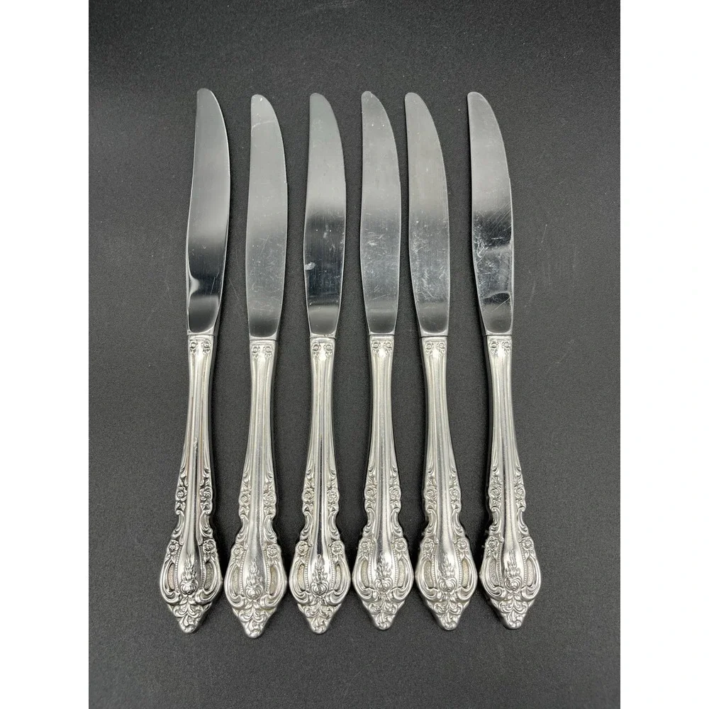 Dinner knife Set Brahms Stainless Distinction Plus By Oneida Silver 6 Pieces
